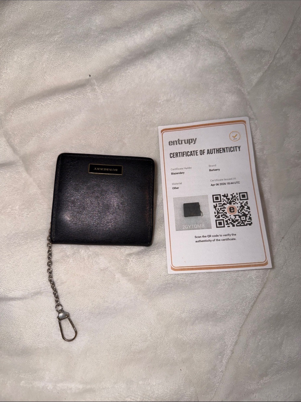 Burberry Black Leather Chain Card Holder Wallet